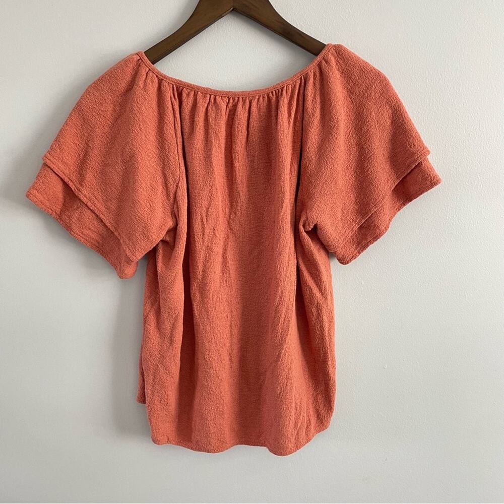 Madewell | Women’s Texture & Thread Tiered-Sleeve Top Layers Rusty Orange Fall S - Picture 5 of 11